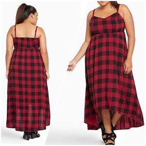 New Torrid High-Low Plaid Dress